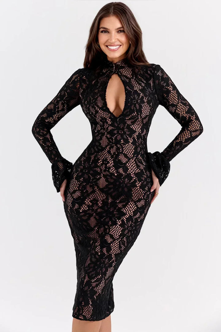 Romantic women's floral midi dress, elegant design for special occasions. Perfect spring/summer feminine fashion.