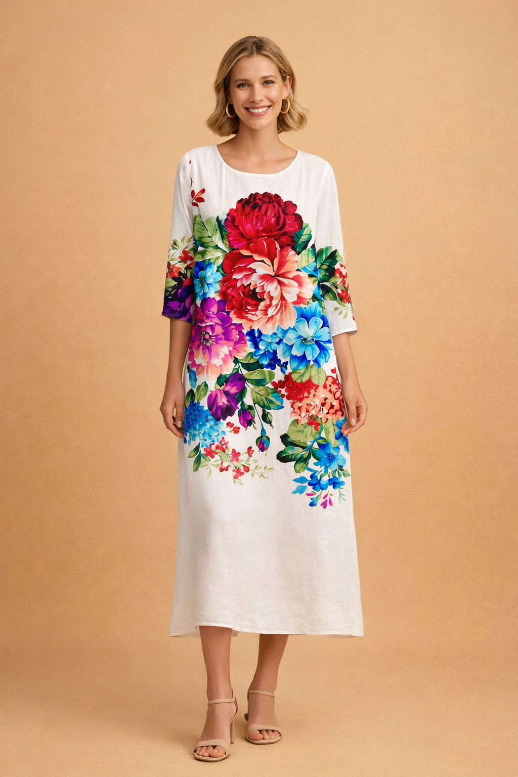 Beautiful floral midi dress for women, offering elegant style and comfort for spring/summer fashion.