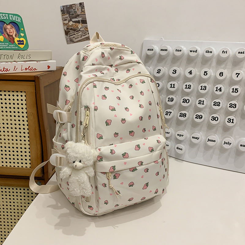 Chic women's backpack featuring an eye-catching floral print, combining elegance with everyday functionality.