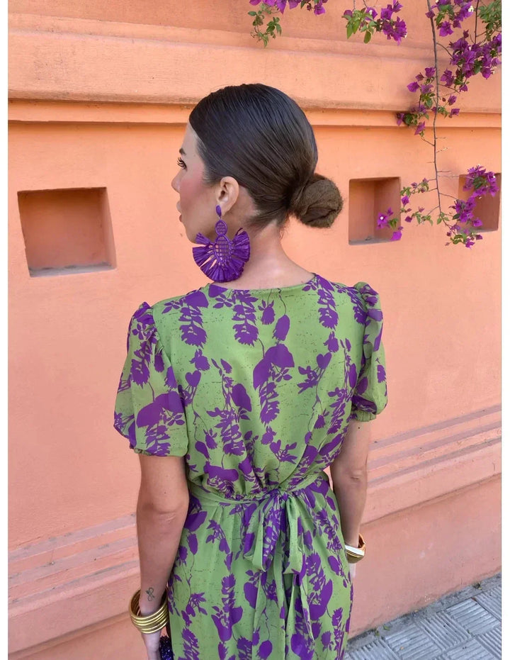 Beautiful floral maxi dress for women, an effortless V-neck wrap style perfect for warm spring and summer days.