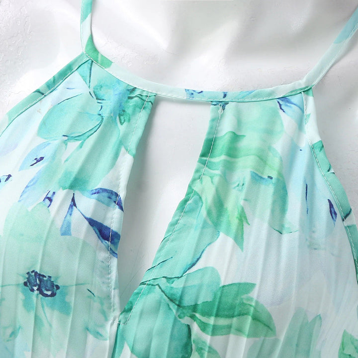 Vibrant floral print maxi dress for women, an elegant and breezy summer outfit, perfect for vacation.