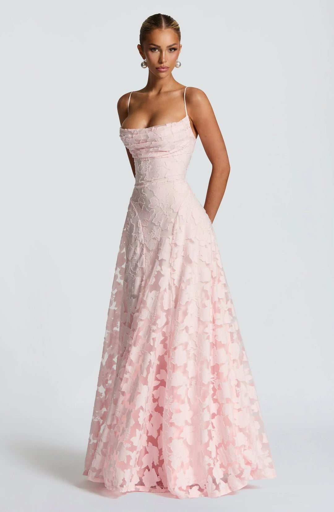 Graceful women's A-line maxi dress, flowing silhouette. An elegant choice for sophisticated occasion wear.