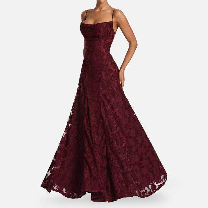 Beautiful women's A-line maxi dress, flowing & elegant. Perfect for spring fashion & evening wear.