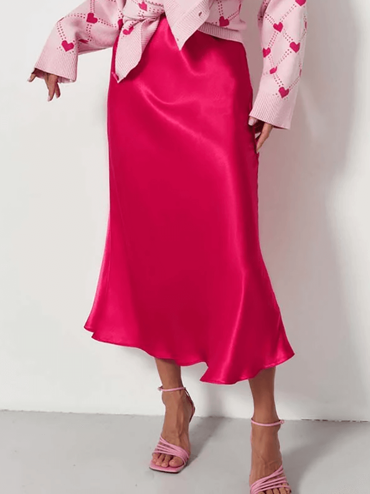 Women's elegant A-line midi skirt, a flowing and versatile piece for any fashion occasion.