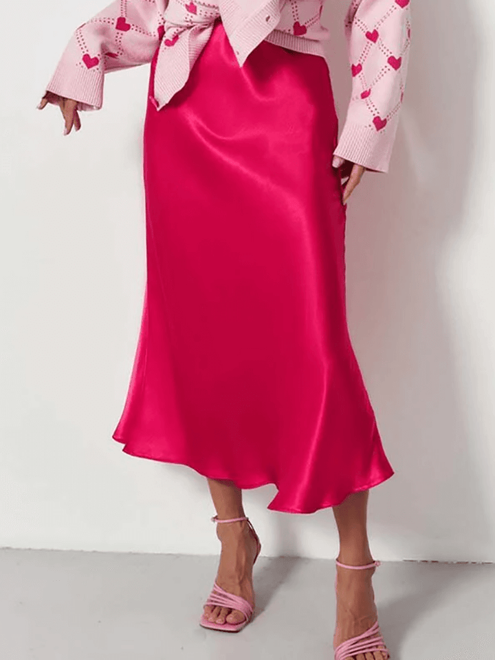 Women's elegant A-line midi skirt, a flowing and versatile piece for any fashion occasion.