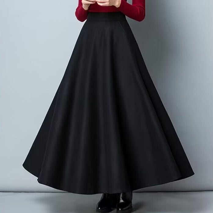 Comfortable flowing maxi skirt for women, featuring convenient pockets. Versatile spring/summer modest wear.