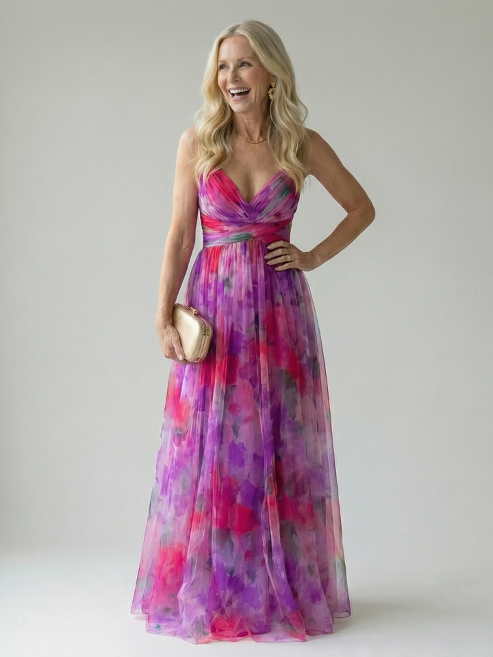 Stylish women's wrap maxi dress, light and flowy for comfortable summer days and elegant evenings.