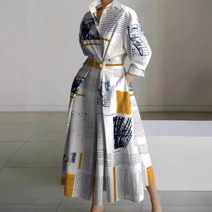 Elegant women's front wrap collared maxi dress, perfect for versatile day to evening wear.