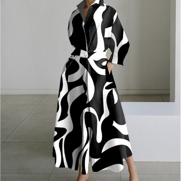 Stylish women's collared wrap maxi dress, a fashionable long dress perfect for evening elegance.