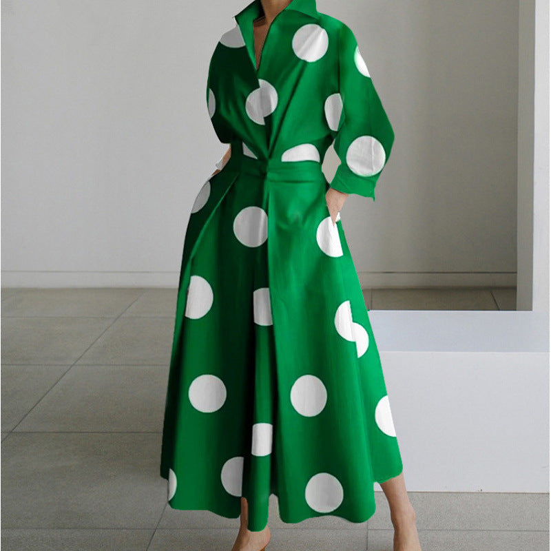 Day-to-evening elegant women's collared wrap maxi dress, a versatile and stylish long dress option.