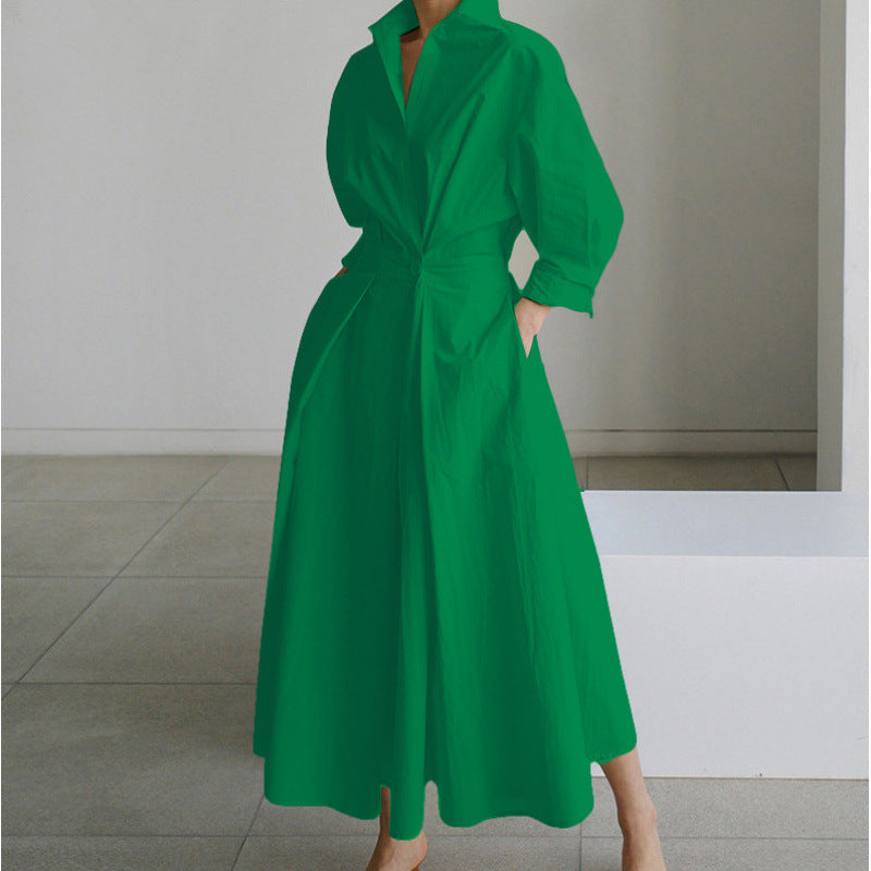 Chic women's striped collared wrap maxi dress, long and elegant for versatile styling.