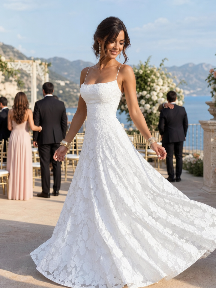 Women's full lace spaghetti strap maxi dress, a stunning piece for formal events & summer parties.
