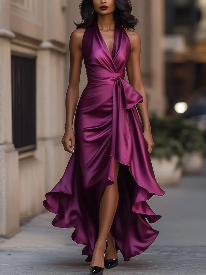 Beautiful women's halterneck party maxi dress, an elegant choice for any special occasion.