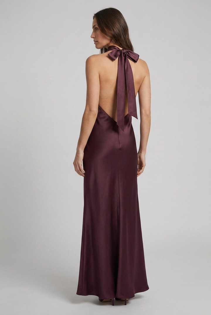Graceful women's halterneck maxi dress, a chic and elegant choice for cocktail parties & formal occasion wear.