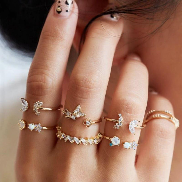 Refined handmade silver ring set, elegant stackable design for women, perfect for a polished look.
