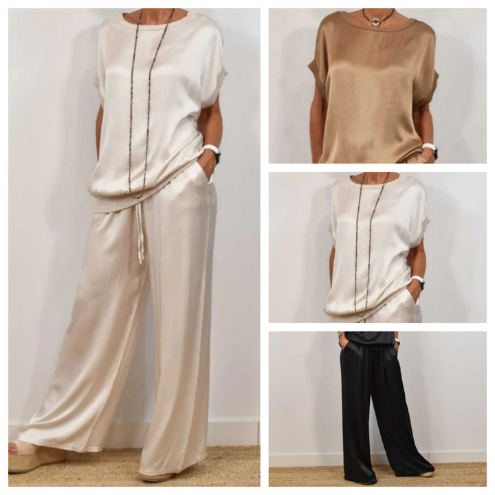 Elegant women's heather two-piece outfit, a comfortable & chic matching set for women's fashion.