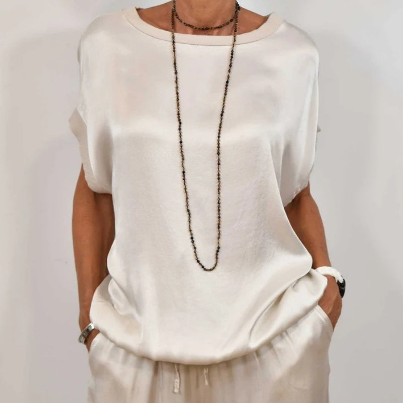 Versatile women's heather two-piece set, an elegant & comfortable matching fashion outfit for women.