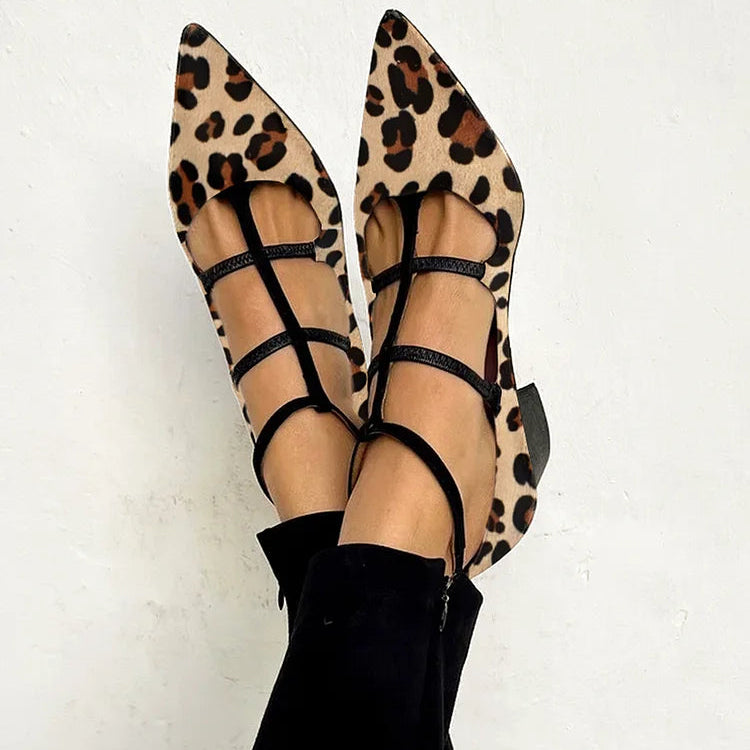 Elegant women's heeled shoes with a stylish leopard print strap. Perfect for parties & chic fashion outfits.