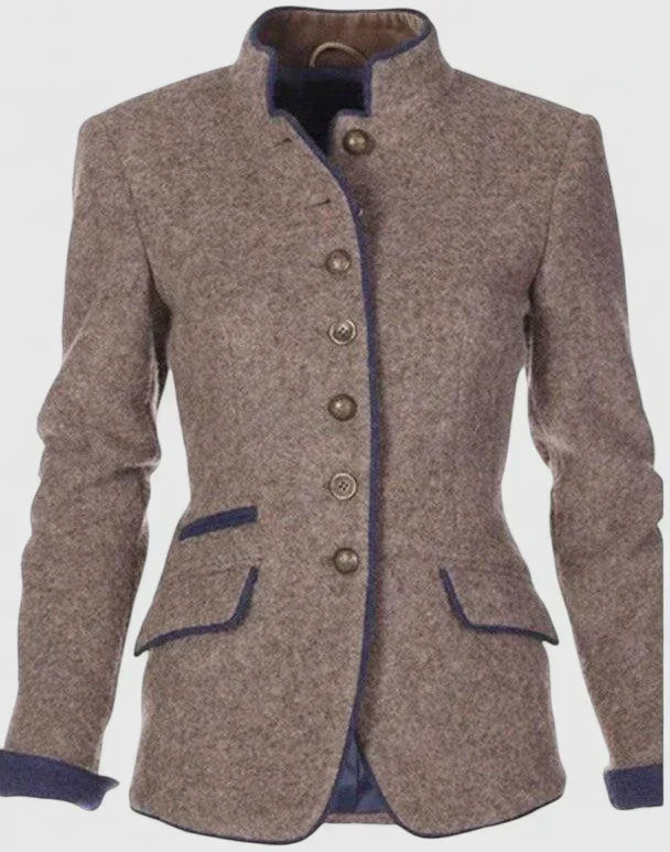 Comfortable women's high collar cardigan, featuring a long sleeve design. Ideal winter knitwear for a chic style.
