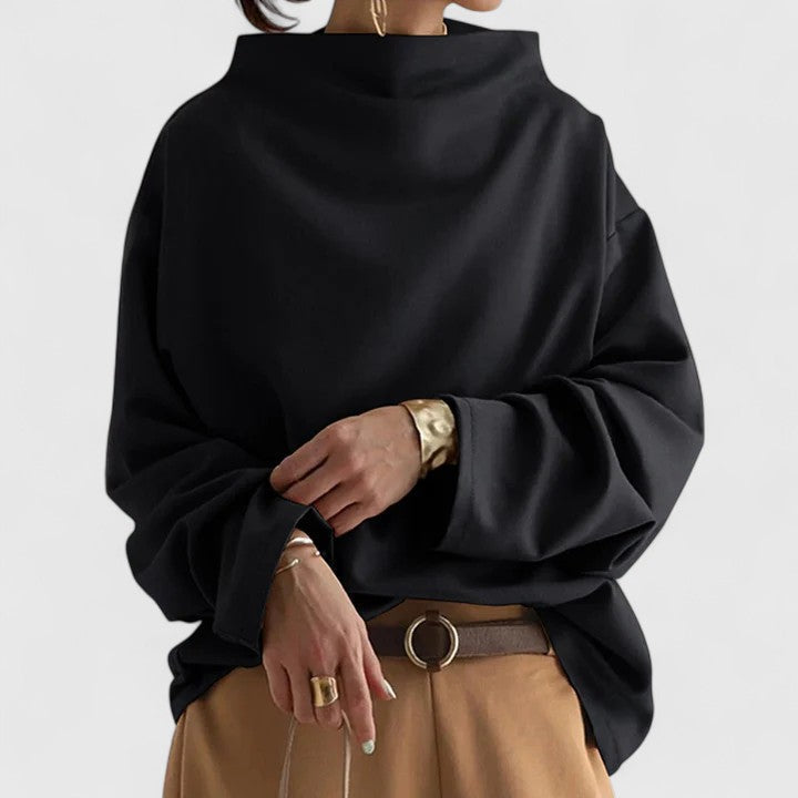 Chic women's high-neck top for formal wear. This elegant long sleeve blouse is perfect for business fashion.