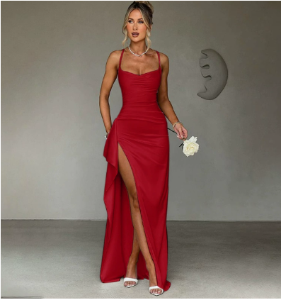 Flattering women's long maxi dress with high slit, ideal for party, cocktail or summer evening events.