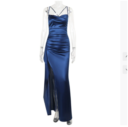 Stylish women's high slit maxi dress, elegant and flattering, suitable for formal wear & evening parties.