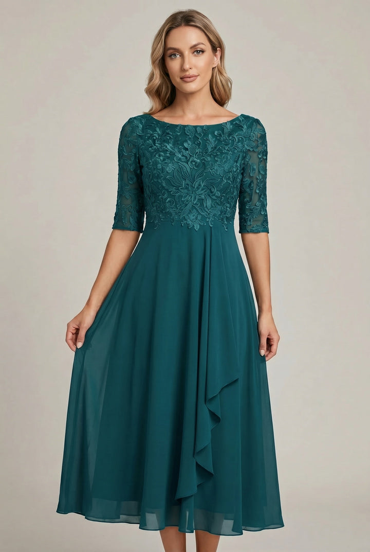 Comfortable & chic women's high waist flared midi dress. Feminine style, ideal for spring & summer.
