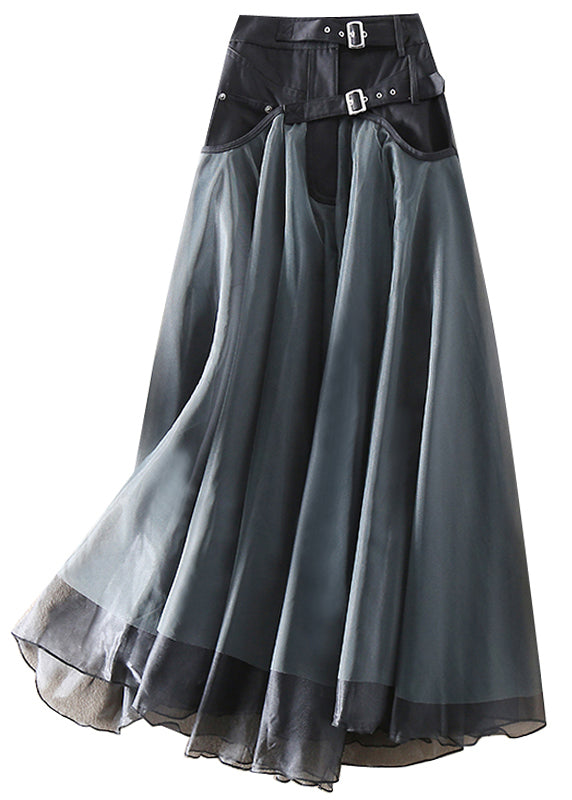 Chic women's high-waisted flowing mesh skirt. Elegant long design for special occasion evening wear.