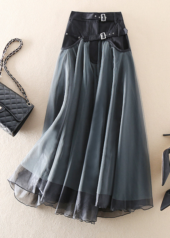 Graceful women's flowing mesh skirt, high-waisted and long, exuding elegance for evening and special occasions.