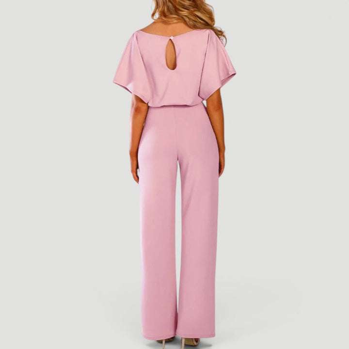 Elegant one-piece: women's high waisted wide leg jumpsuit, ideal for spring/summer fashion & comfortable wear.