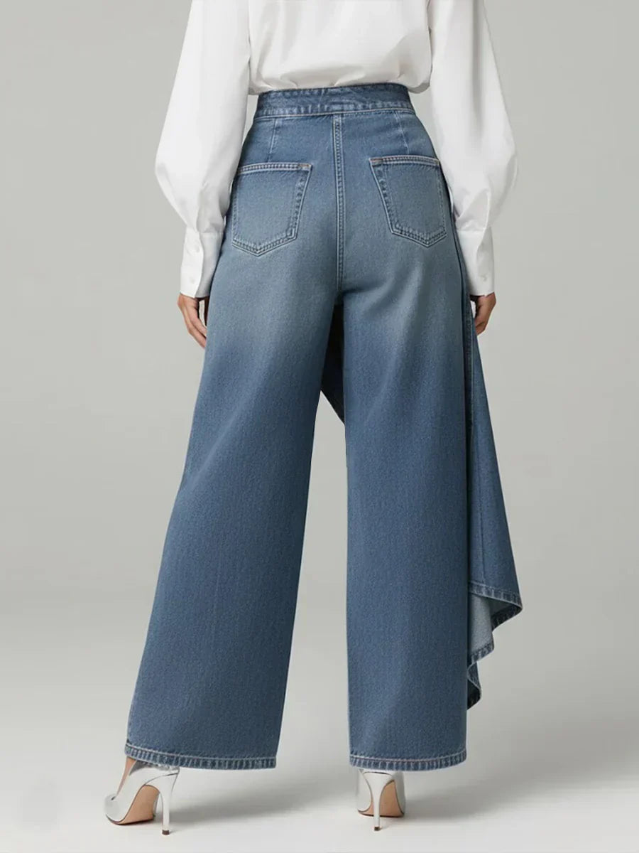 Comfortable women's wide-leg pants with a high waist, versatile for both casual and elegant fashion outfits.