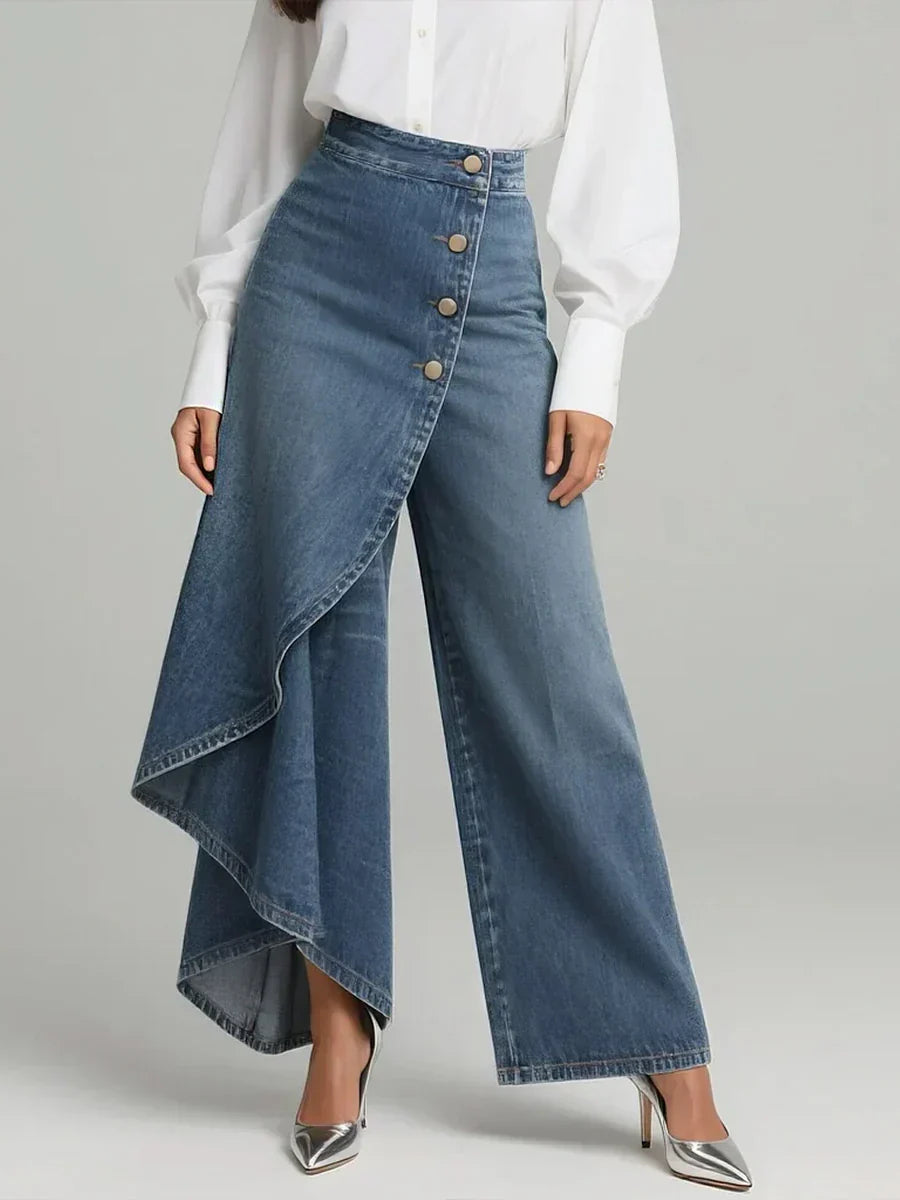 Stylish women's modern wide-leg high-waist pants, designed for an effortless, chic, and fashionable aesthetic.