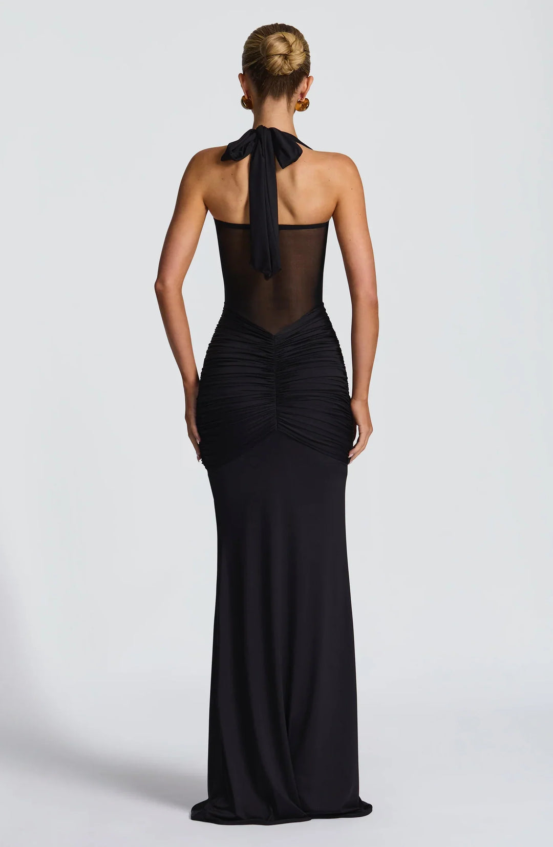 Women's elegant hourglass silhouette evening maxi dress, ideal for formal occasions & parties.