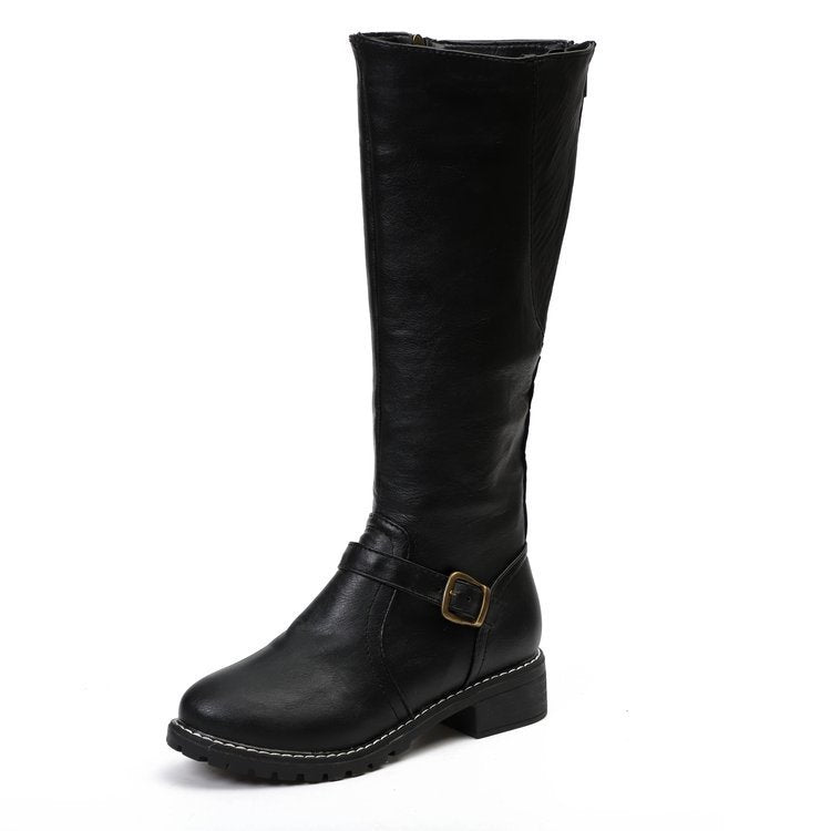 Versatile tall women's knee-high boots with zipper. Stylish classic footwear, perfect for fall/winter fashion.