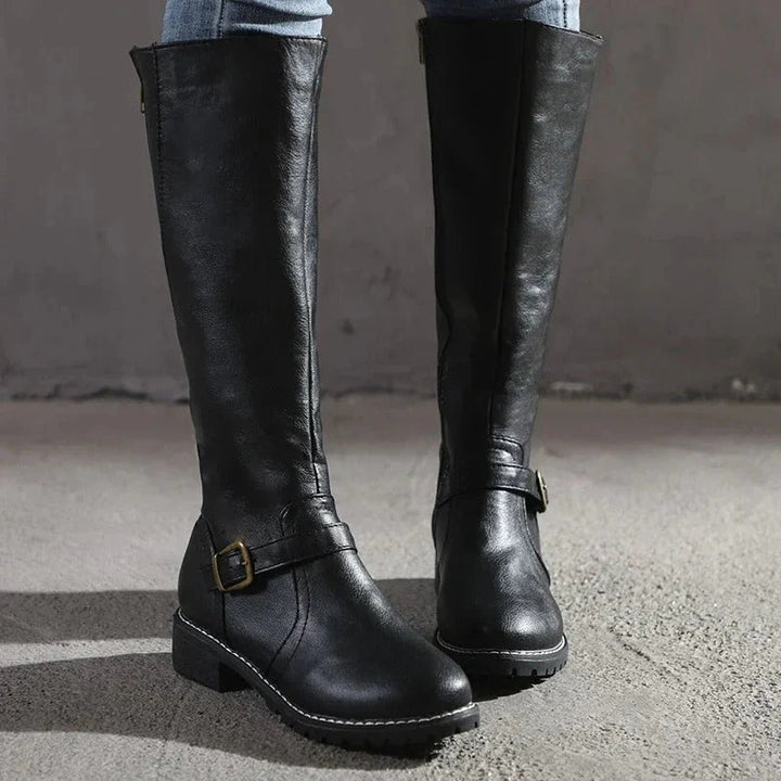Chic knee-high boots for women, ideal for fall & winter fashion. Elegant design, tall zipper boots.