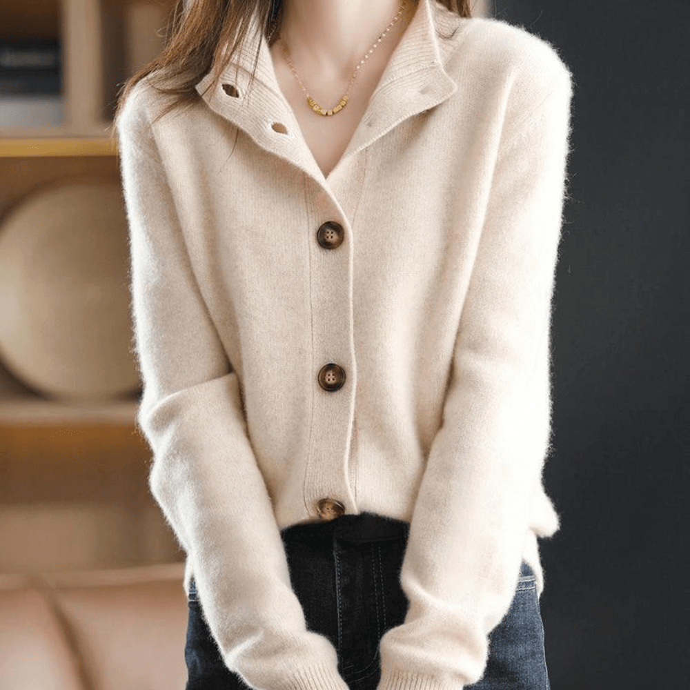 Elegant women's knit cardigan in a versatile color, perfect for everyday layering.