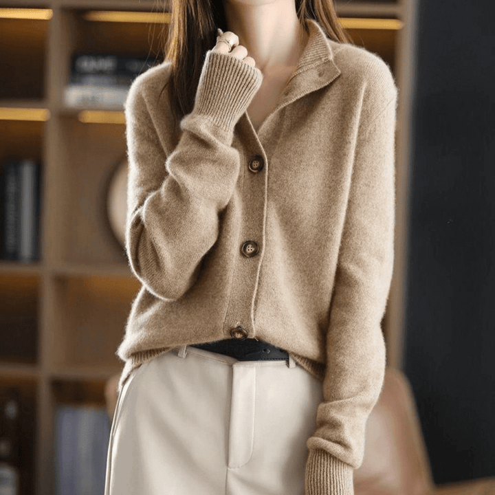 Lightweight women's long sleeve cardigan, perfect for transitional weather & elegant layering.