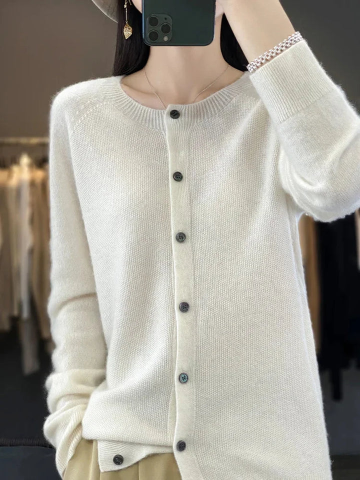Soft comfort women's knit cardigan sweater, long sleeve, button front, elegant for casual wear & versatile fashion.