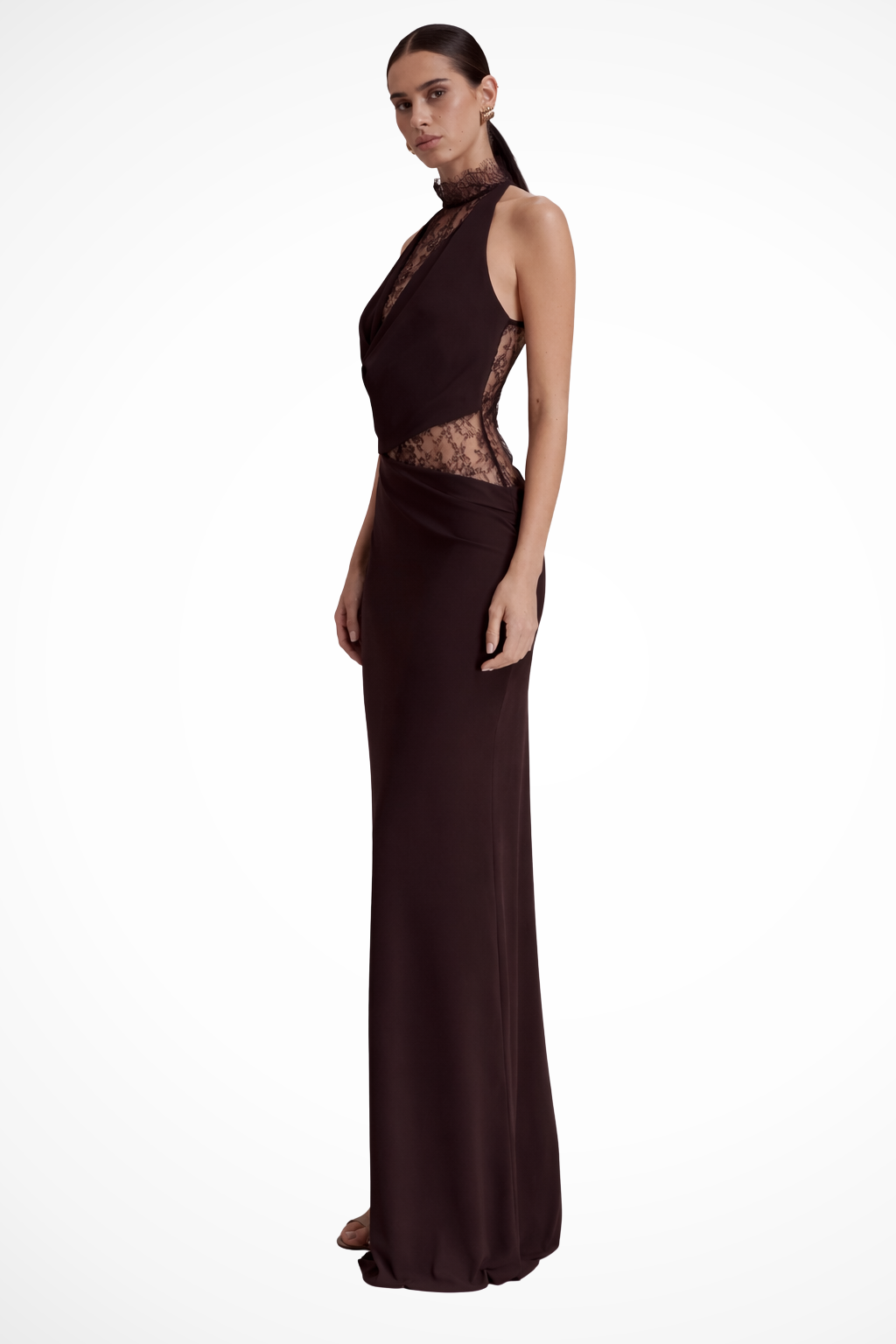 Versatile lace halter maxi dress, an elegant bodycon option for various special occasions.