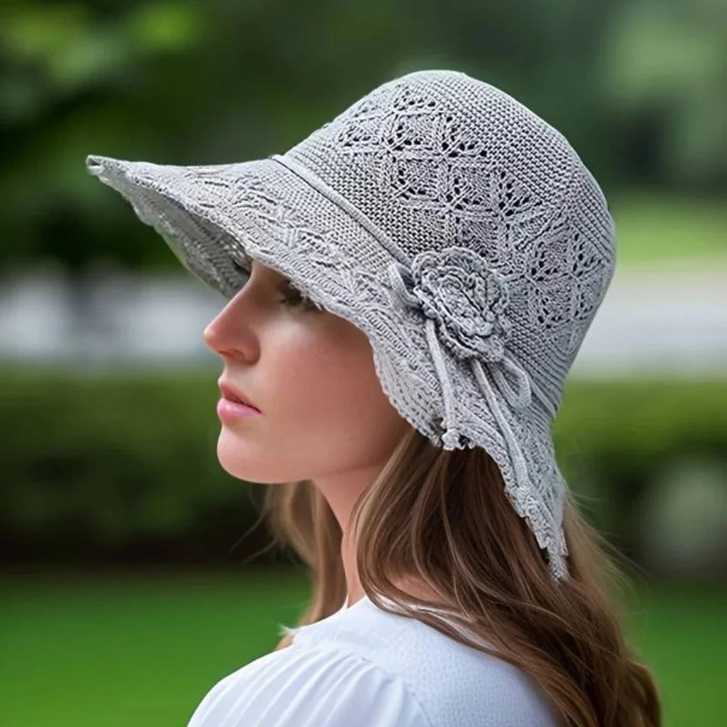 New3 women's wide brim lace sun hat with elegant design, perfect for summer fashion, UV protection & beach.