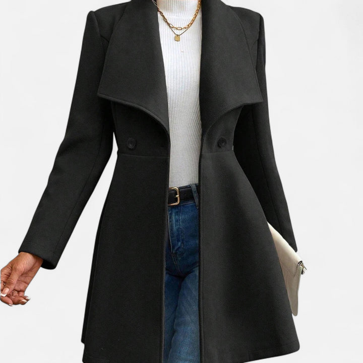 Stylish women's outerwear: a timeless lapel wool coat for cold weather.