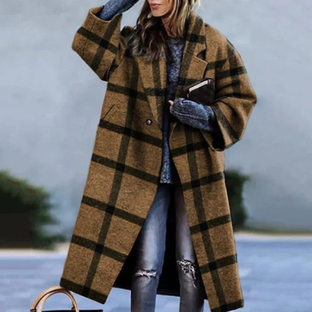 Stylish women's long-sleeve jacket, a must-have layering piece for casual chic and professional ensembles.