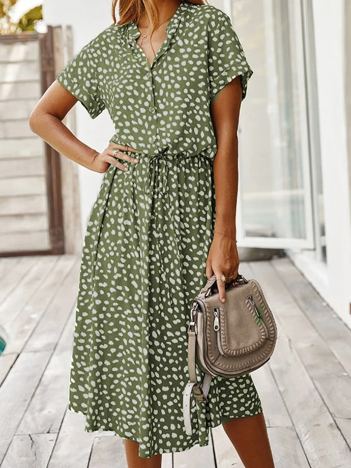 Relaxed fit women's elegant midi dress, lightweight, flowy, and perfect for summer casual or sophisticated look.