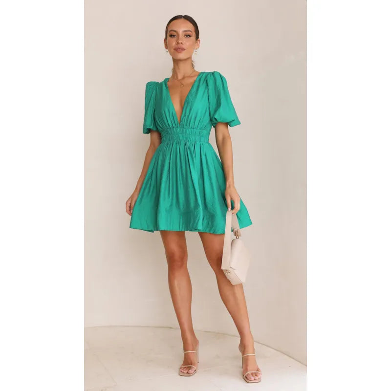 Versatile women's elegant mini dress. Lightweight summer design, easily transitions from day to night wear.