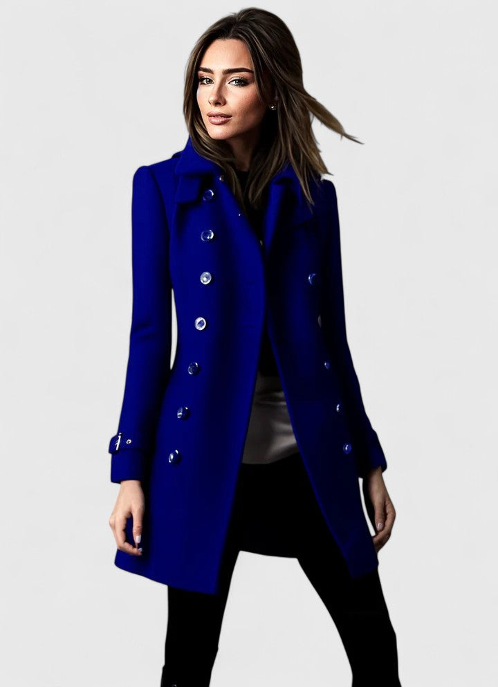 Stylish women's long coat, ideal for elegant fall & winter outerwear, enhancing sophisticated and modern chic styles.