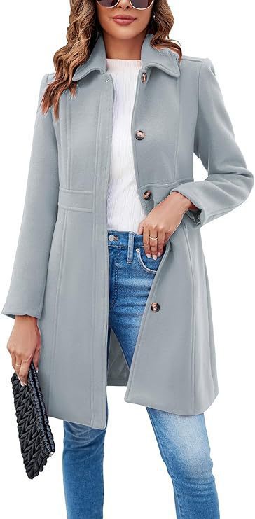 Elegant women's long coat with a classic silhouette, perfect warm clothing for stylish winter outerwear.