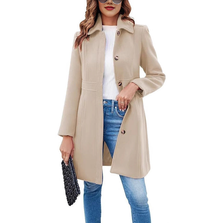 Versatile women's long coat, designed for elegant style and cozy warmth in winter and fall fashion.