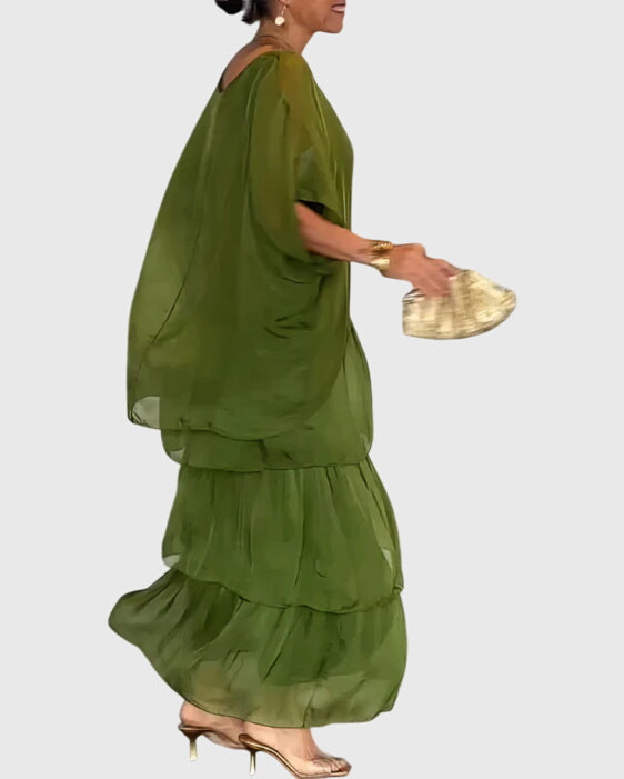 Graceful long flowing maxi dress for women, combining comfort with elegant summer fashion.