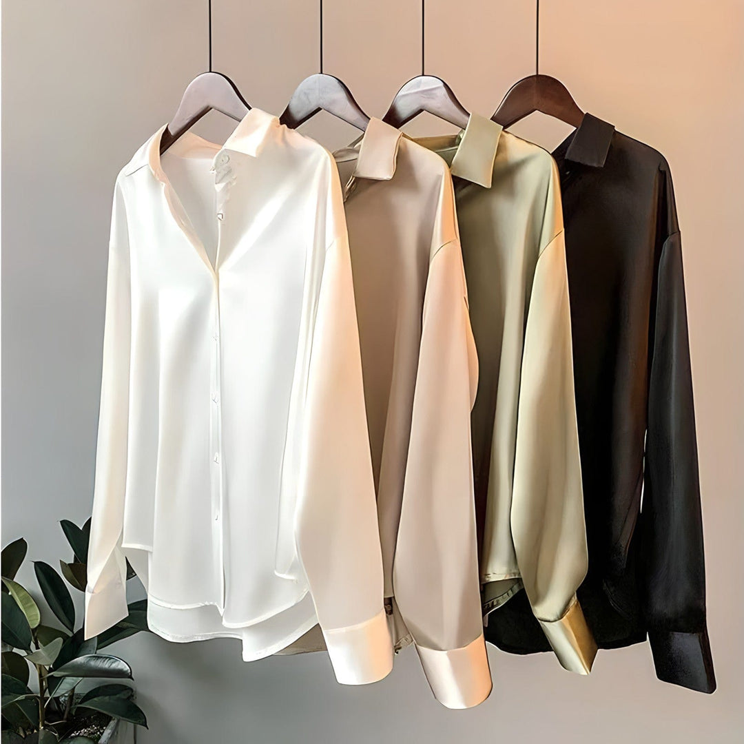 Elegant women's long sleeve blouse in vintage style, perfect for office or casual chic sophisticated look.