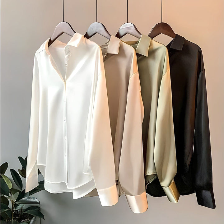 Elegant women's long sleeve blouse in vintage style, perfect for office or casual chic sophisticated look.